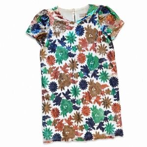 Rinascimento Italy Sequin Floral Shift Dress Size S Multicolor Cocktail